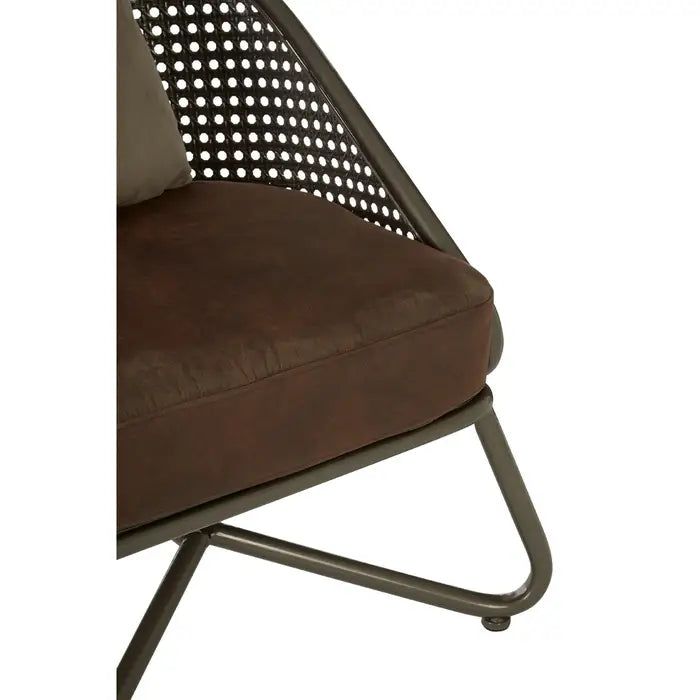 New Foundry Brown Leather Chair With Curved Legs