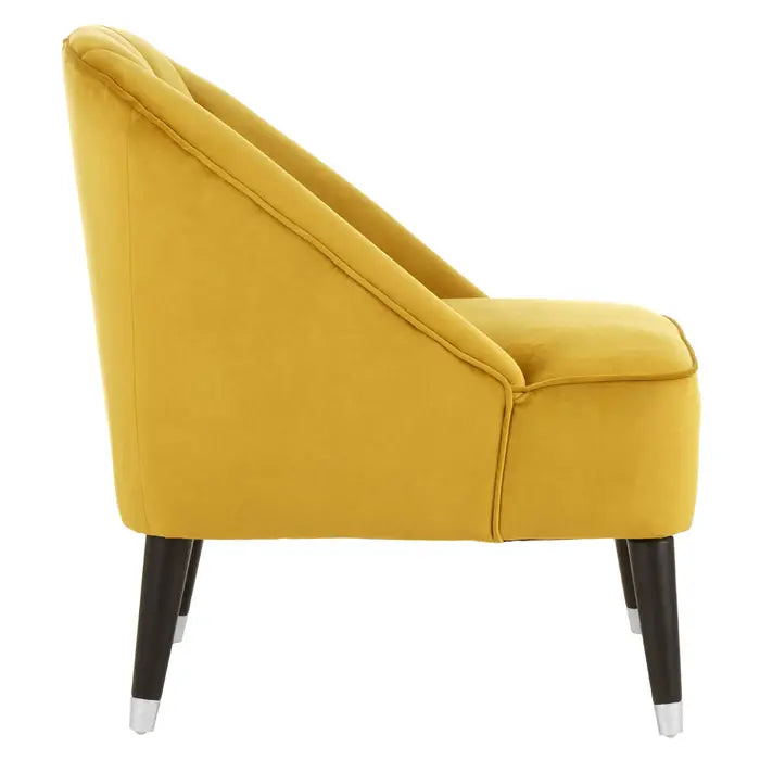 Doucet Accent Chair, Mustard Velvet, Black Wood Legs