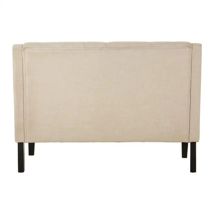 Birkdale High Back Bench, Cream Button Tufted, Black Wood Legs