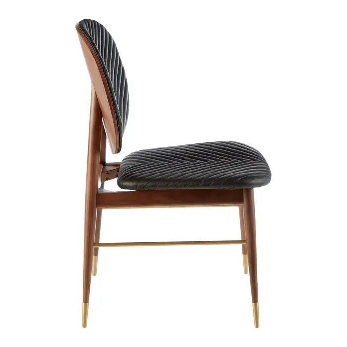 Kenso Dining ChairIn Black Leather & Wood Frame
