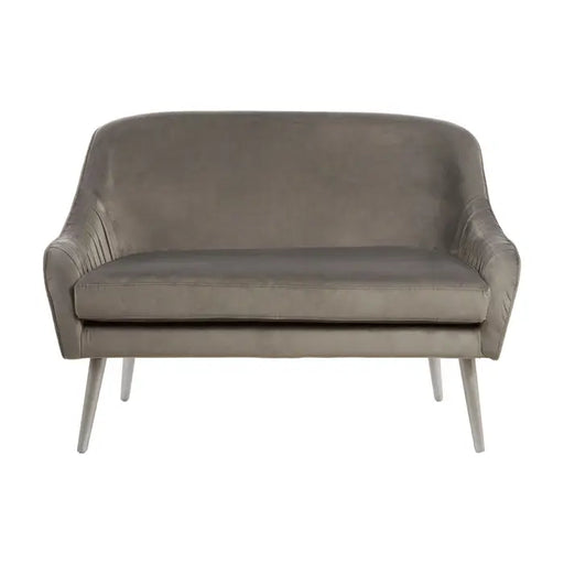 Louxor  2 Seater Sofa, Grey Fabric, Natural Wooden Legs, Tapered Design