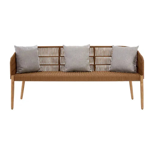 Opus 3 Seater Sofa, Natural Rope, Backrest, Wooden Frame, 3 Cushions