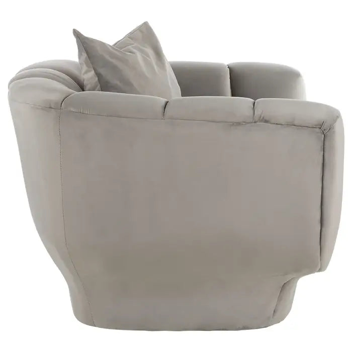 Kenton Armchair, Grey Curved Tuffed Fabric
