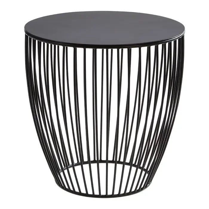 Corina Side Table, Tapered Base, Black Finish, Round Table Top