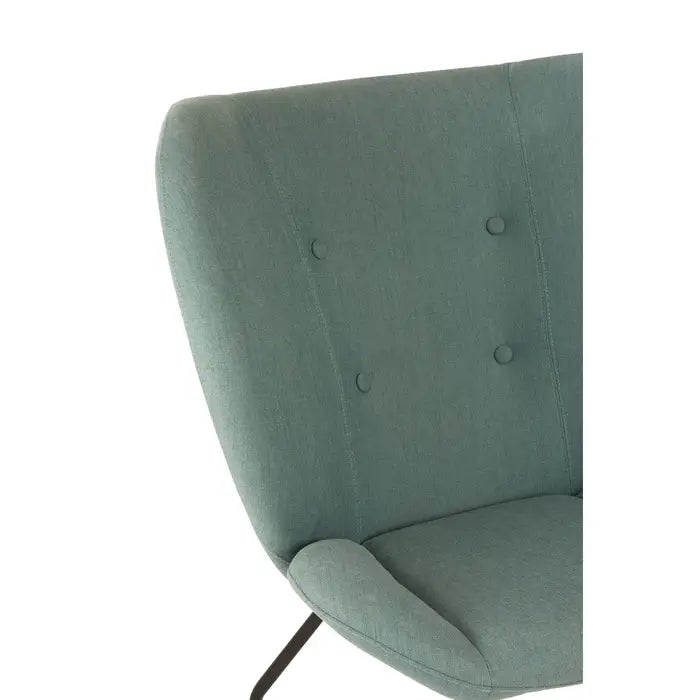 Kenton Wingback Accent Chair, Green Fabric, Black Metal Legs
