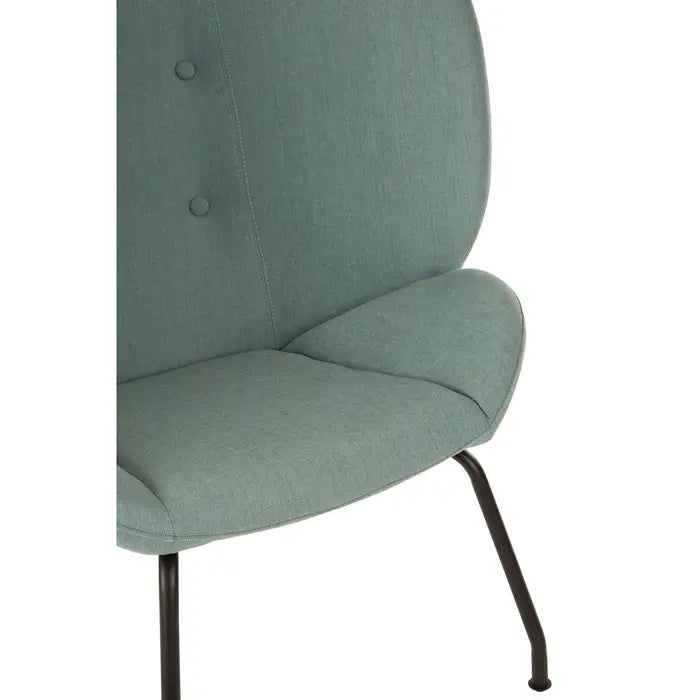 Kenton Wingback Accent Chair, Green Fabric, Black Metal Legs