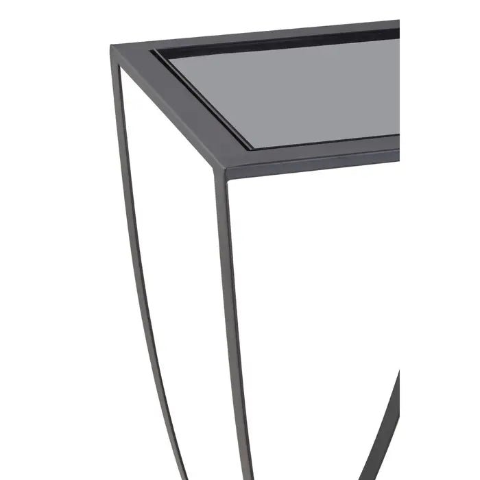 Trento Console Table, Metal Frame, Grey Glass Top