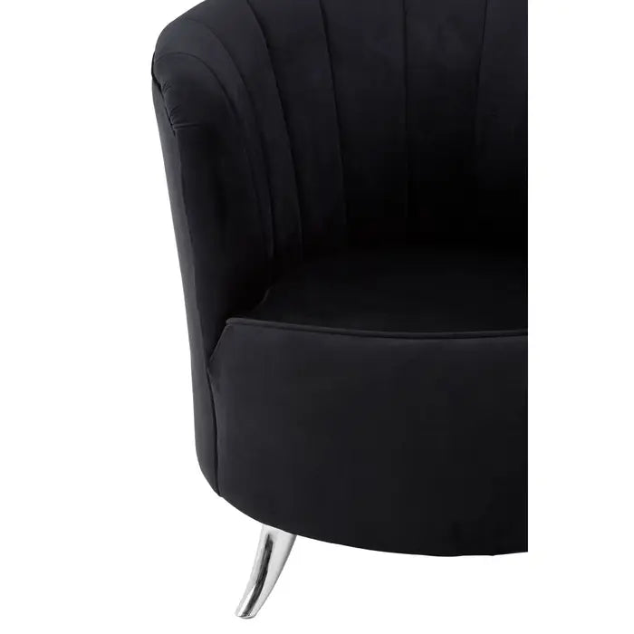Carlston Accent Tub Chair, Black Velvet, Chrome Legs