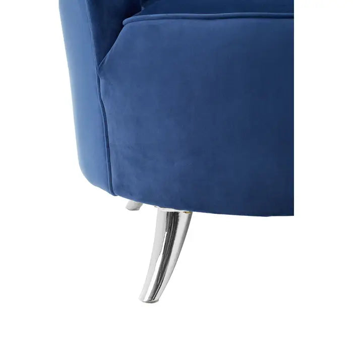Carlston Accent Tub Chair, Dark Blue Velvet, Chrome Legs