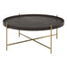 Lino Coffee Table, Gold Metal Frame, Black Round Wood Top