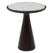Lino Small Side Table, Deep Black Tone, White Marble Top