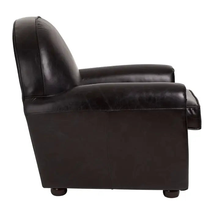 Victor Black Leather Classic Armchair / Accent Chair