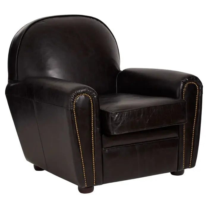 Victor Black Leather Classic Armchair / Accent Chair