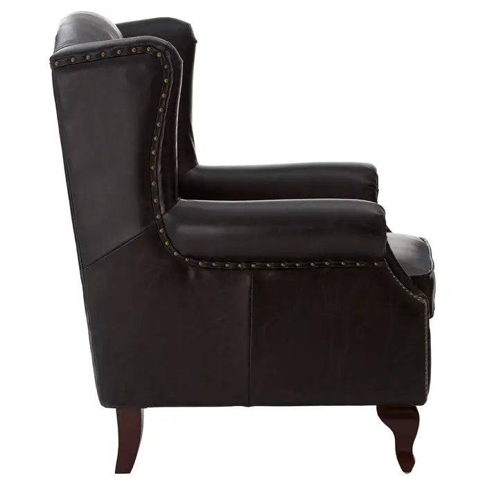 Victor Black Leather Scroll Armchair / Accent Chair