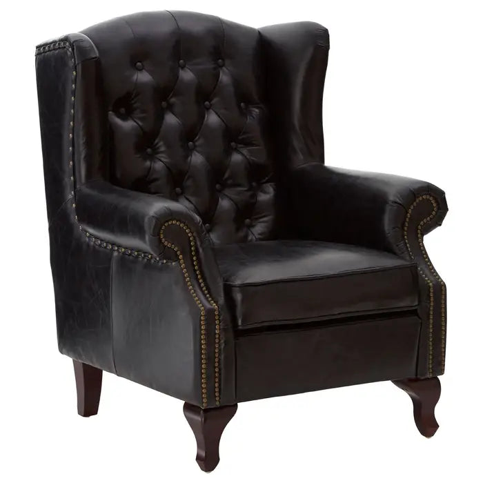Victor Black Leather Scroll Armchair / Accent Chair
