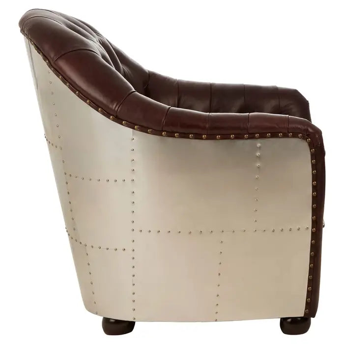 Victor Classic Brown Leather Armchair with Buttoned Back / Accent Chair