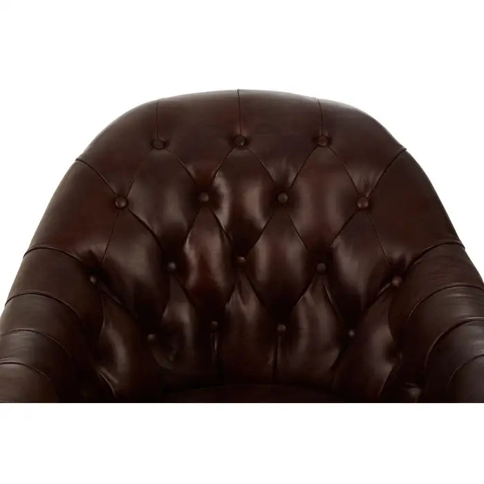 Victor Classic Brown Leather Armchair with Buttoned Back / Accent Chair