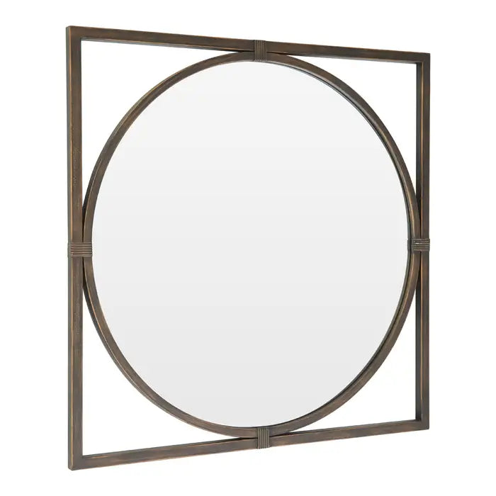 Jair Wall Mirror, Metal, Square Frame, Bronze