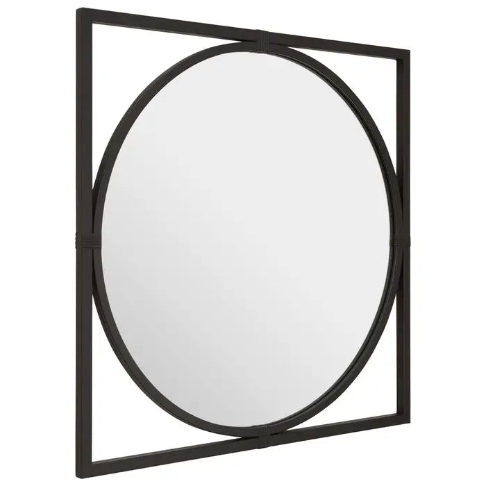 Jair Metal Wall Mirror, Square Frame, Black