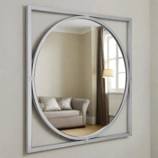 Jair Metal Wall Mirror, Square, Silver Frame  