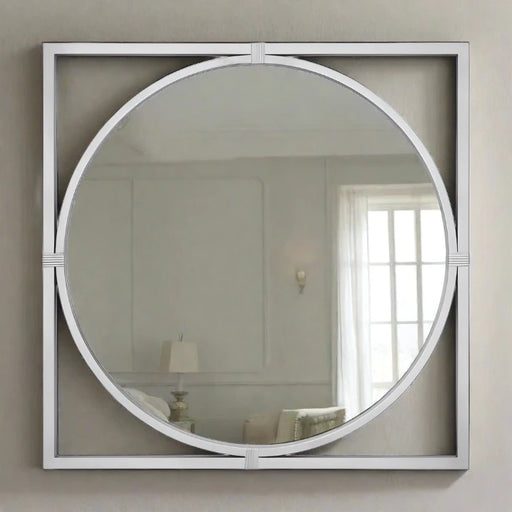 Jair Metal Wall Mirror, Square, Silver Frame  