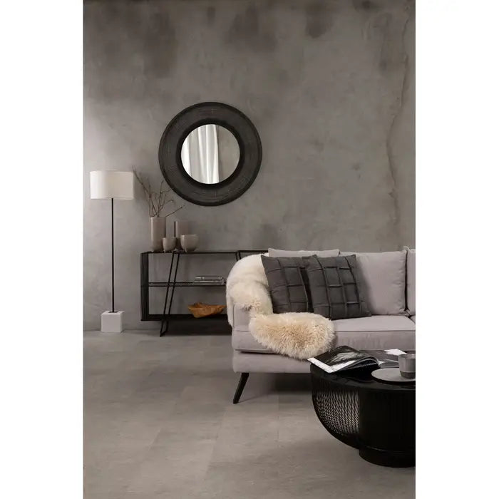 Trento Metal Wall Mirror, Round Frame, Black