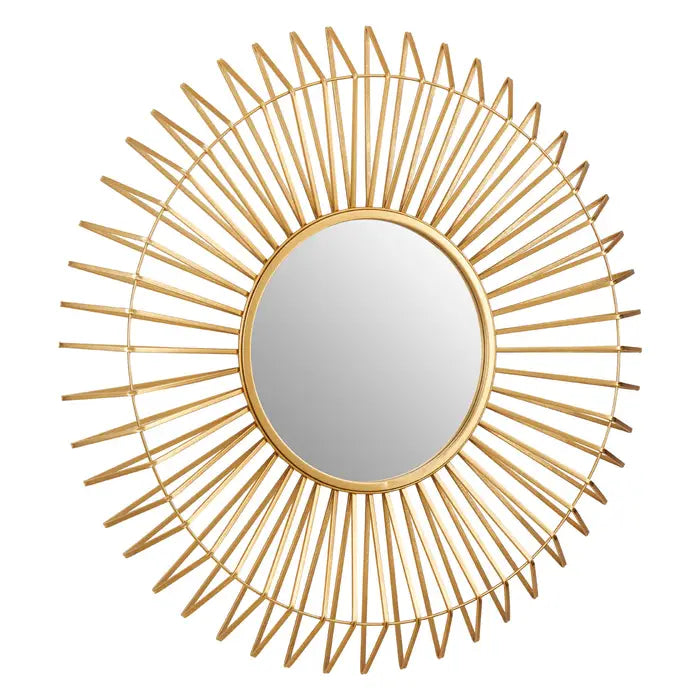 Beauly Round Wall Mirror, Metal Frame, Gold