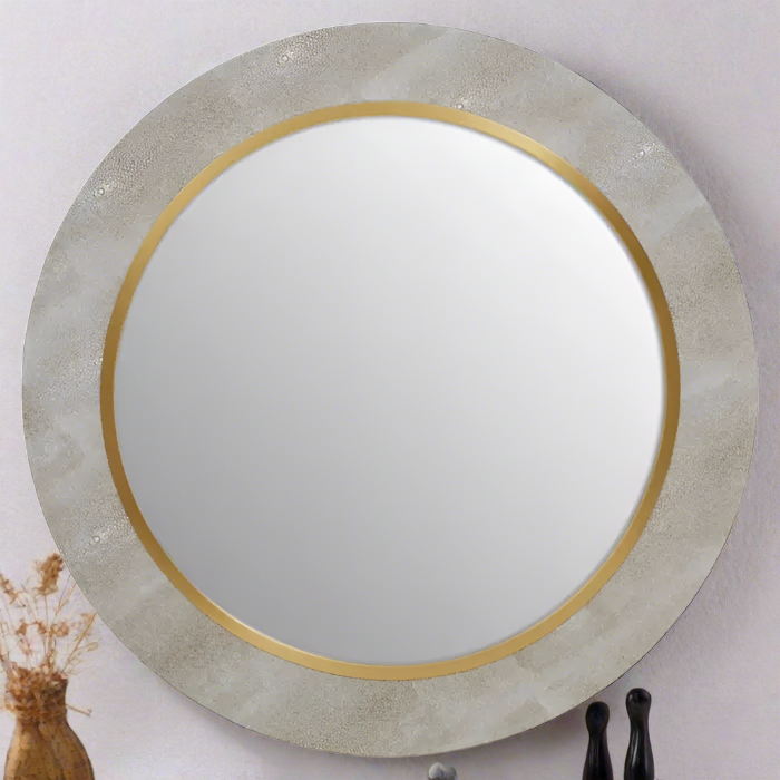 Cadio Steel Wall Mirror, Round, Gold Frame