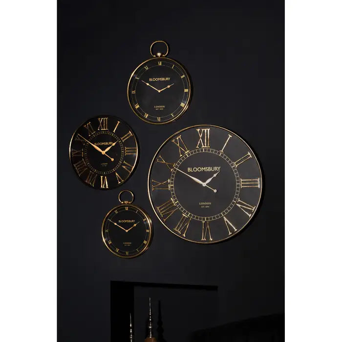 Lincoln Wall Clock, Gold, Black, Round, Large