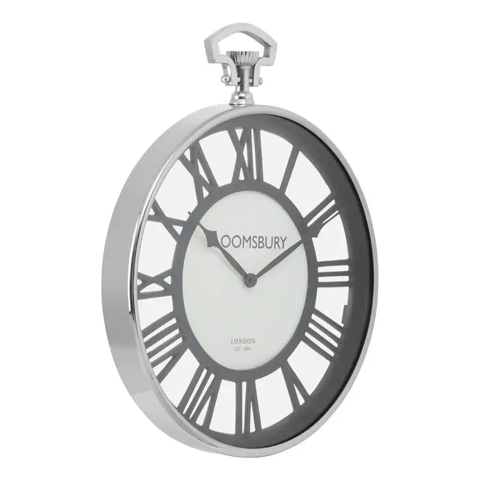 Lincoln Nickel Finish Pocket Style Round Wall Clock In Black
