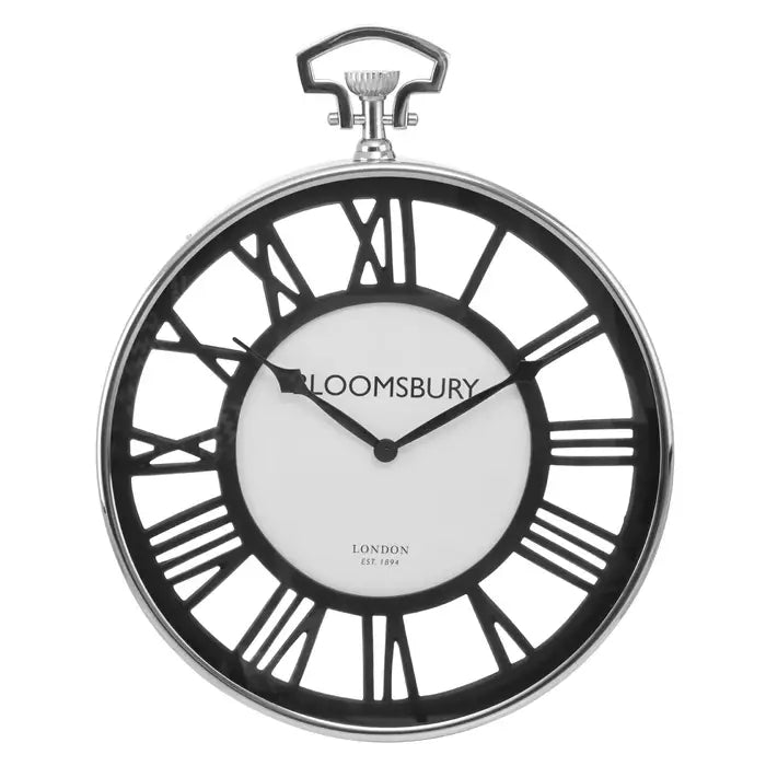 Lincoln Nickel Finish Pocket Style Round Wall Clock In Black