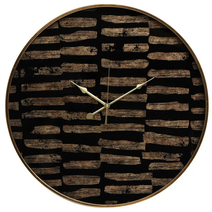 Costina Wall Clock, Round, Black, Gold