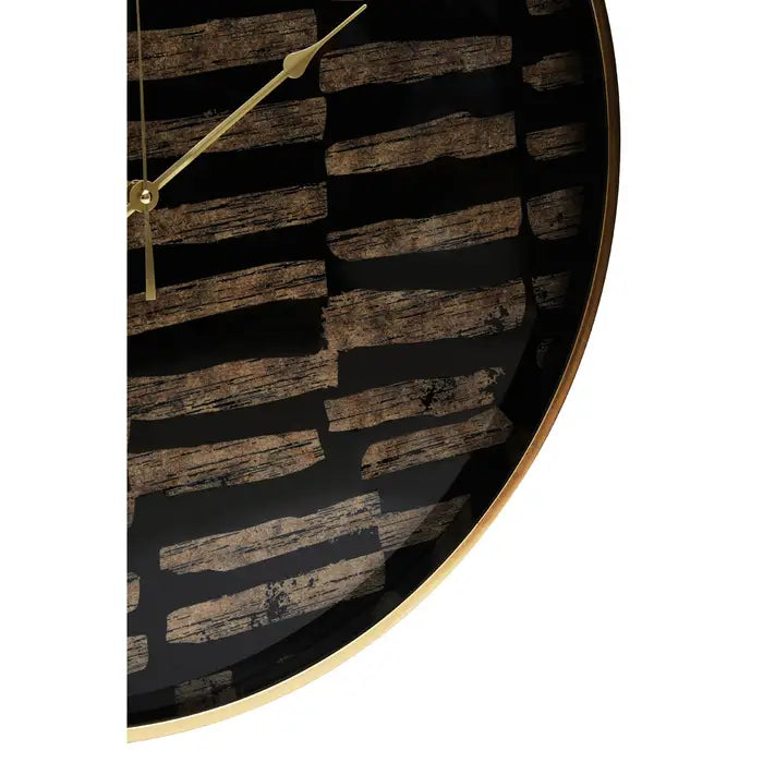 Costina Wall Clock, Round, Black, Gold