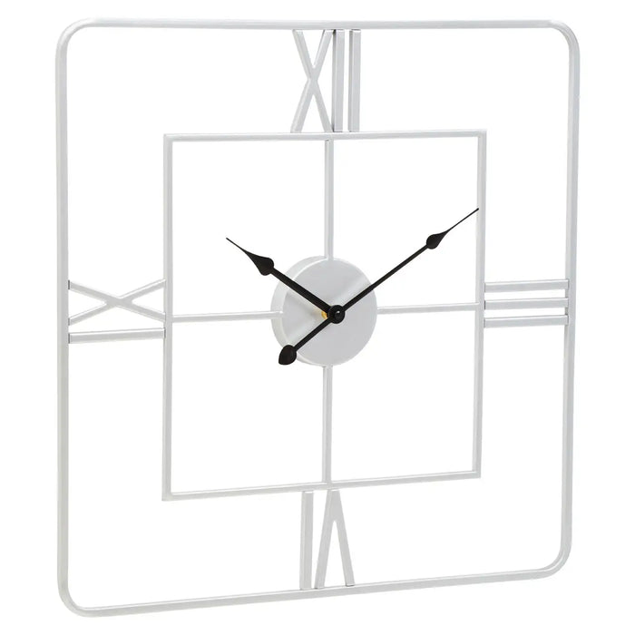 Cambridge Skeleton Wall Clock, Square, Silver