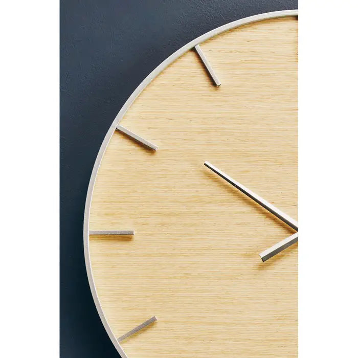 Oxford Wall Clock, Round, Natural Wood, Silver