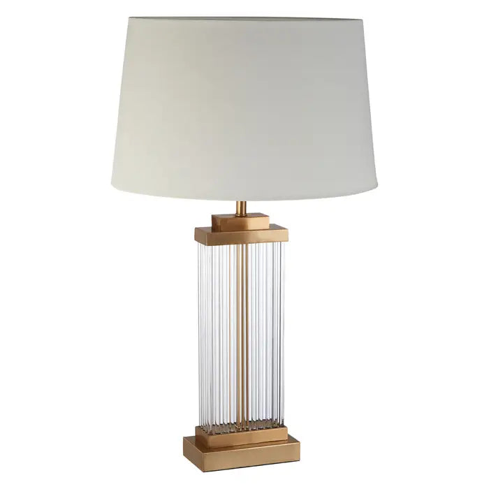 Zaria Glass And Gold Finish Table Lamp With White Linen Shade