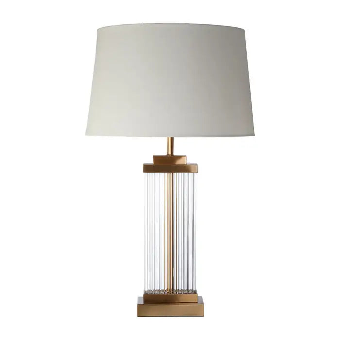 Zaria Glass And Gold Finish Table Lamp With White Linen Shade