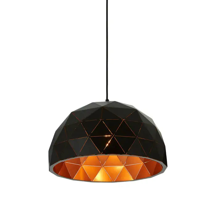 Mateo Small Black and Copper Dome Pendant Light