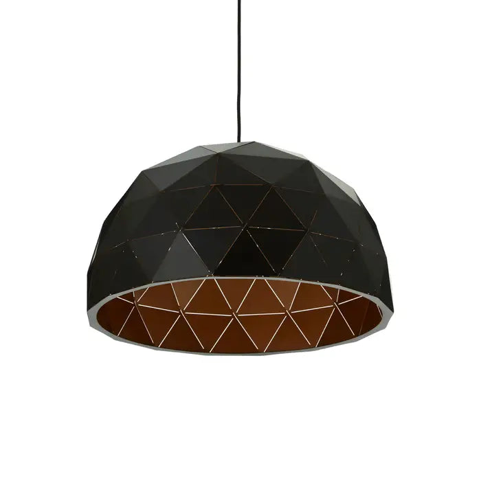 Mateo Medium Black and Copper Dome Pendant Light