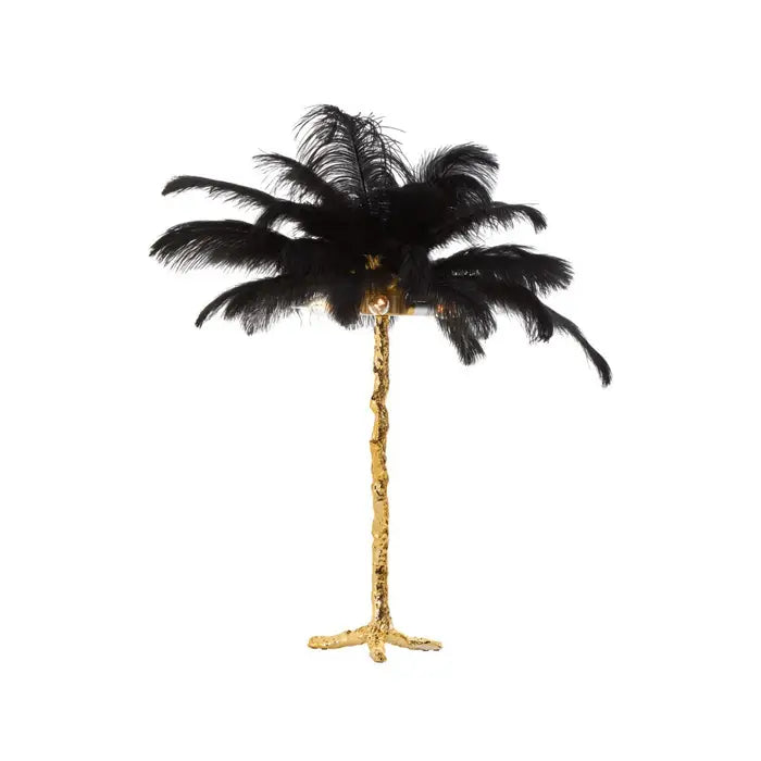 Zendaya Black Ostrich Feather Table Lamp