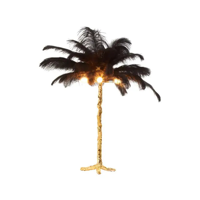 Zendaya Black Ostrich Feather Table Lamp