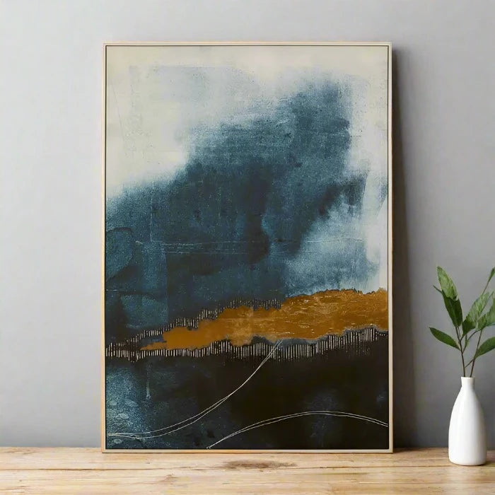 Astratto Blue And Gold Wall Art
