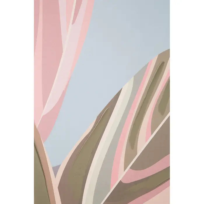 Astratto Canvas Multileafs Slim Wood Frame Wall Art In Pink