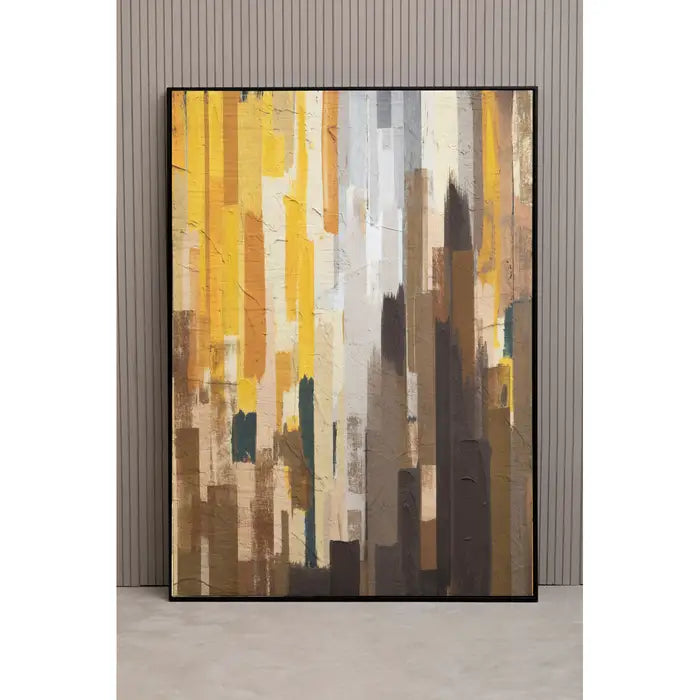 Astratto Ochre Canvas Minimal Wood Frame Wall Art In Yellow