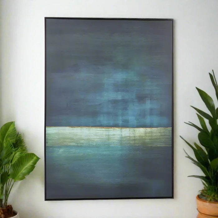 Astratto Canvas Teal Wall Art In Blue