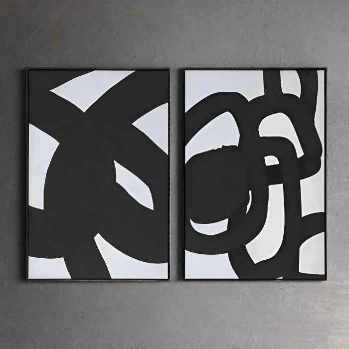 Astratto 2Pc Abstract Wooden Wall Art In Black