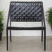 Crofton Accent Chair, Woven Black Leather, Black Metal Frame