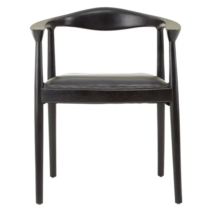 Kendari Open Back Black Leather Chair