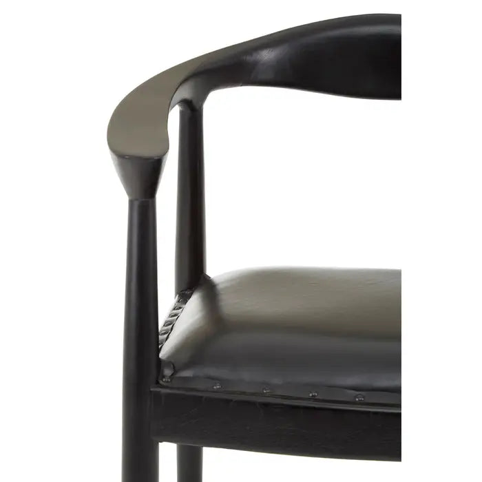 Kendari Open Back Black Leather Chair