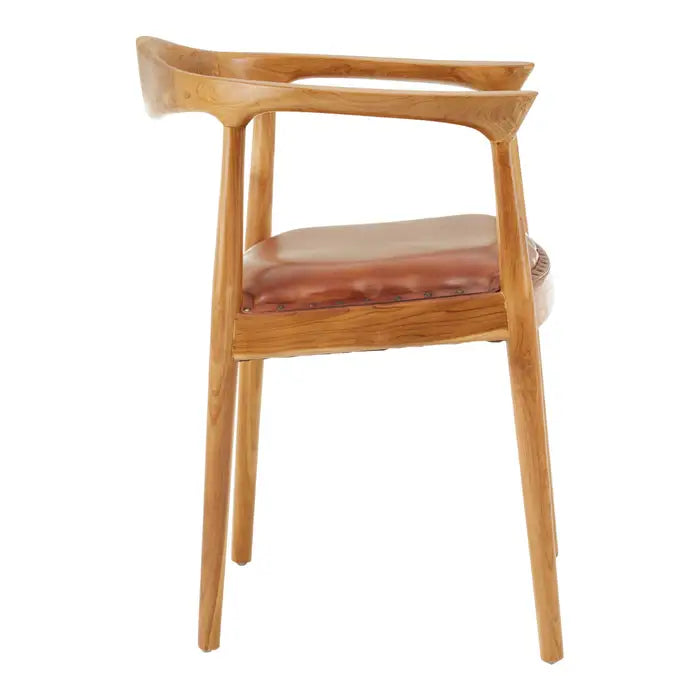 Kendari Open Back Brown Leather Chair
